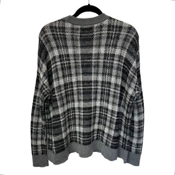 Banana Republic Oversized Plaid V Neck Pull Over Wool & Mohair Blend Sweater, S - Picture 3 of 11